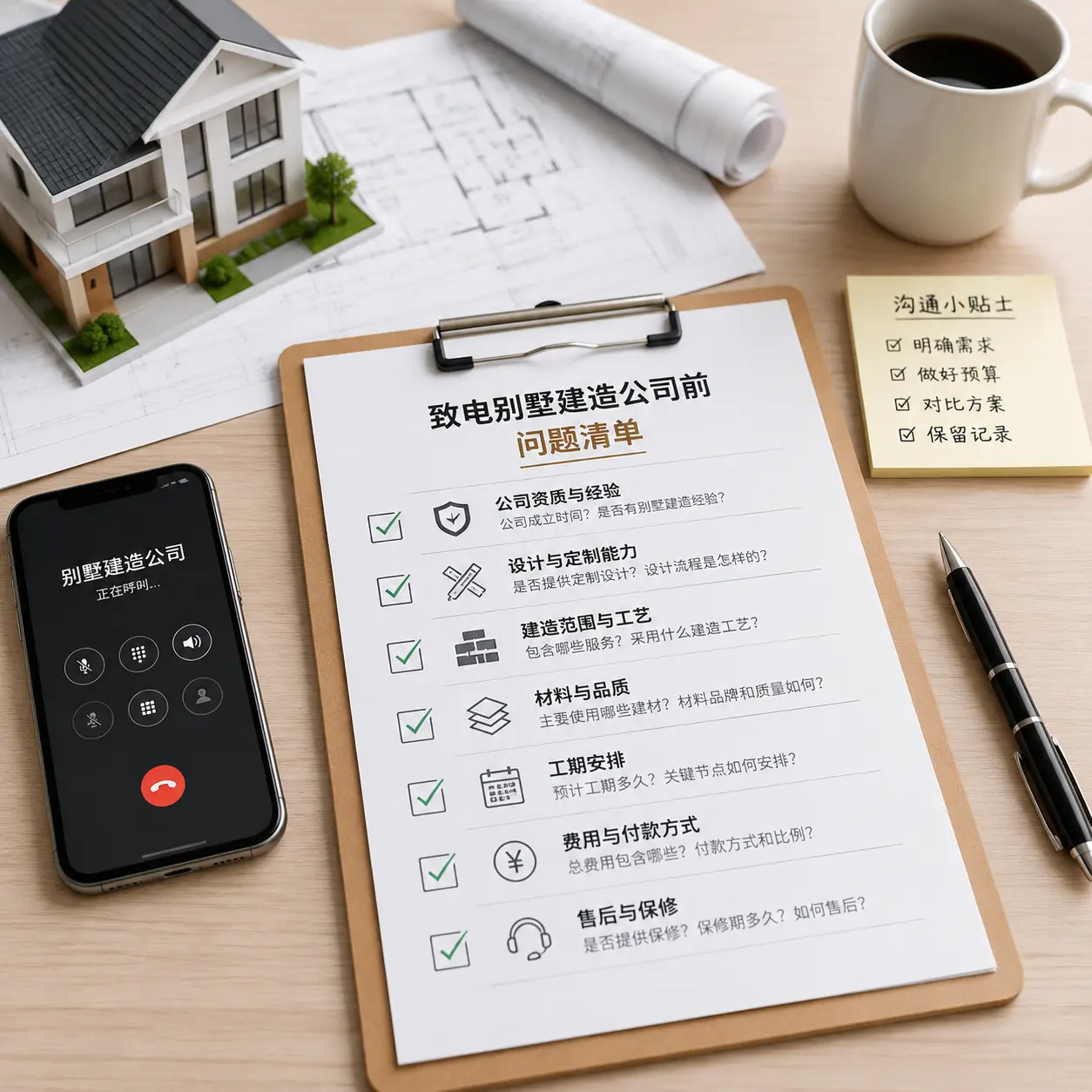 在贵定拨打别墅建造公司电话前的准备工作